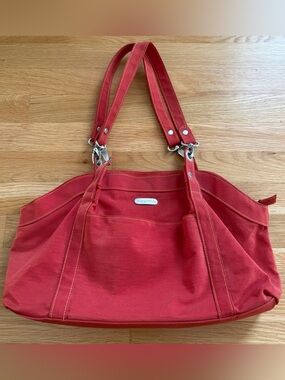 Baggallini Burnt Orange Canvas Shoulder Bag with Silver Accents